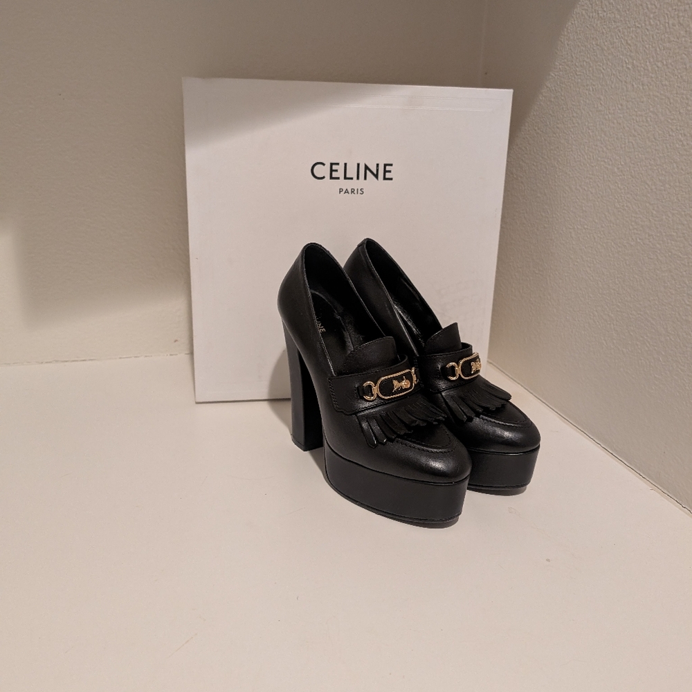Celine Black Melody Platform Loafers With Sulky Buckle size 36